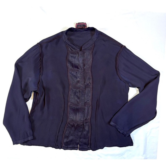 Vintage April Cornell Top Blouse M Asian Ethnic Dark Goth Romantic Regency Boho - Picture 10 of 11
